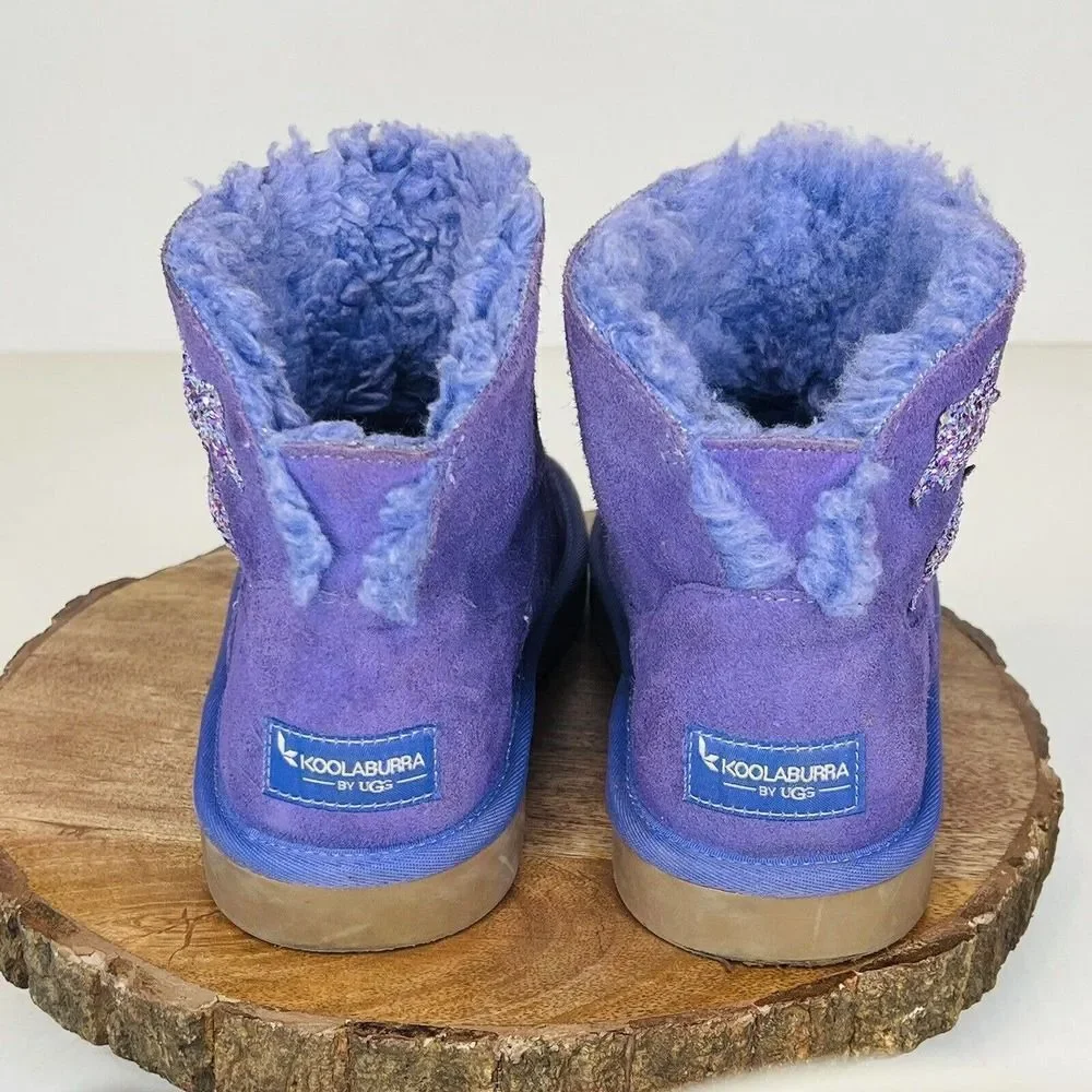 Ugg Koolaburra Star Mini Lined Sheepskin Boots Purple Kids Youth Size 4